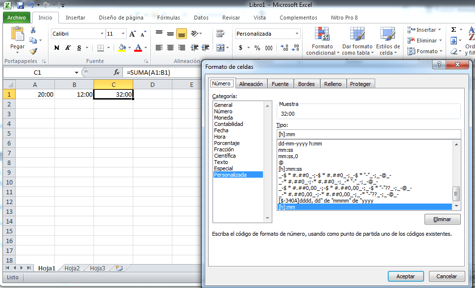 Cómo sumar horas en Excel