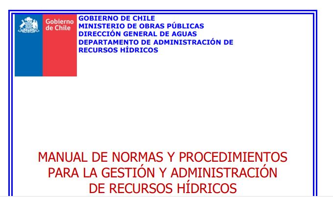 Portada del Manual de Normas y Procedimientos para la Gestión y Administración de Recursos Hídricos de la DGA