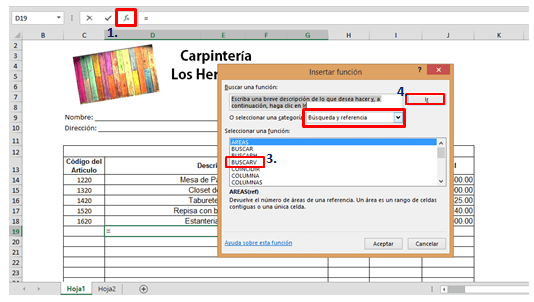 Como utilizar la función BuscarV en Excel